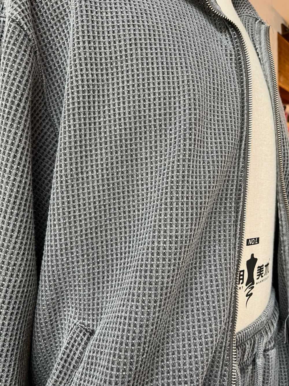 Men's Waffle Zip Up and Shorts Set