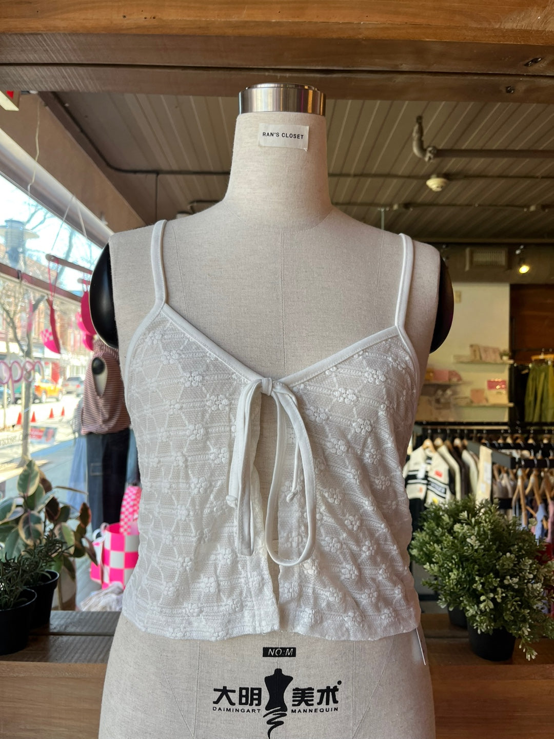Sheer Tie Front Tank Top