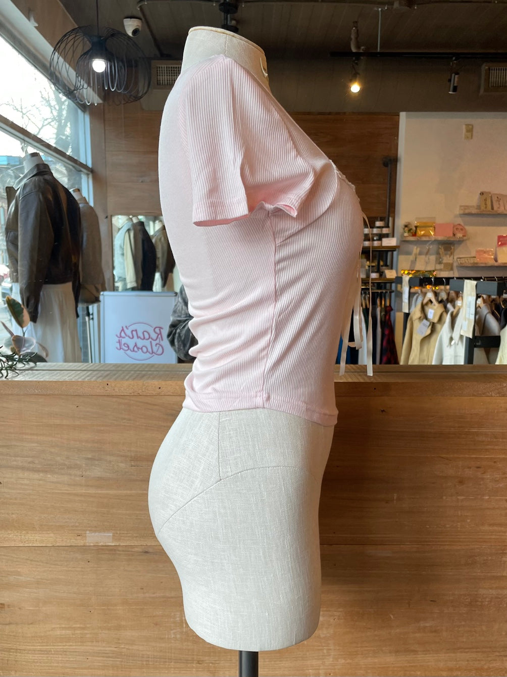 Baby Pink Crop Top with Bow