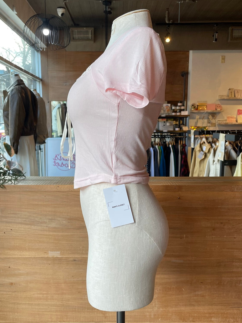 Baby Pink Crop Top with Bow
