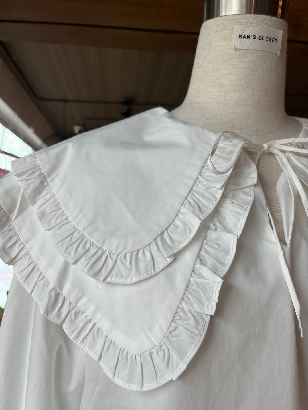 Blouse with Ruffled Oversized Collar