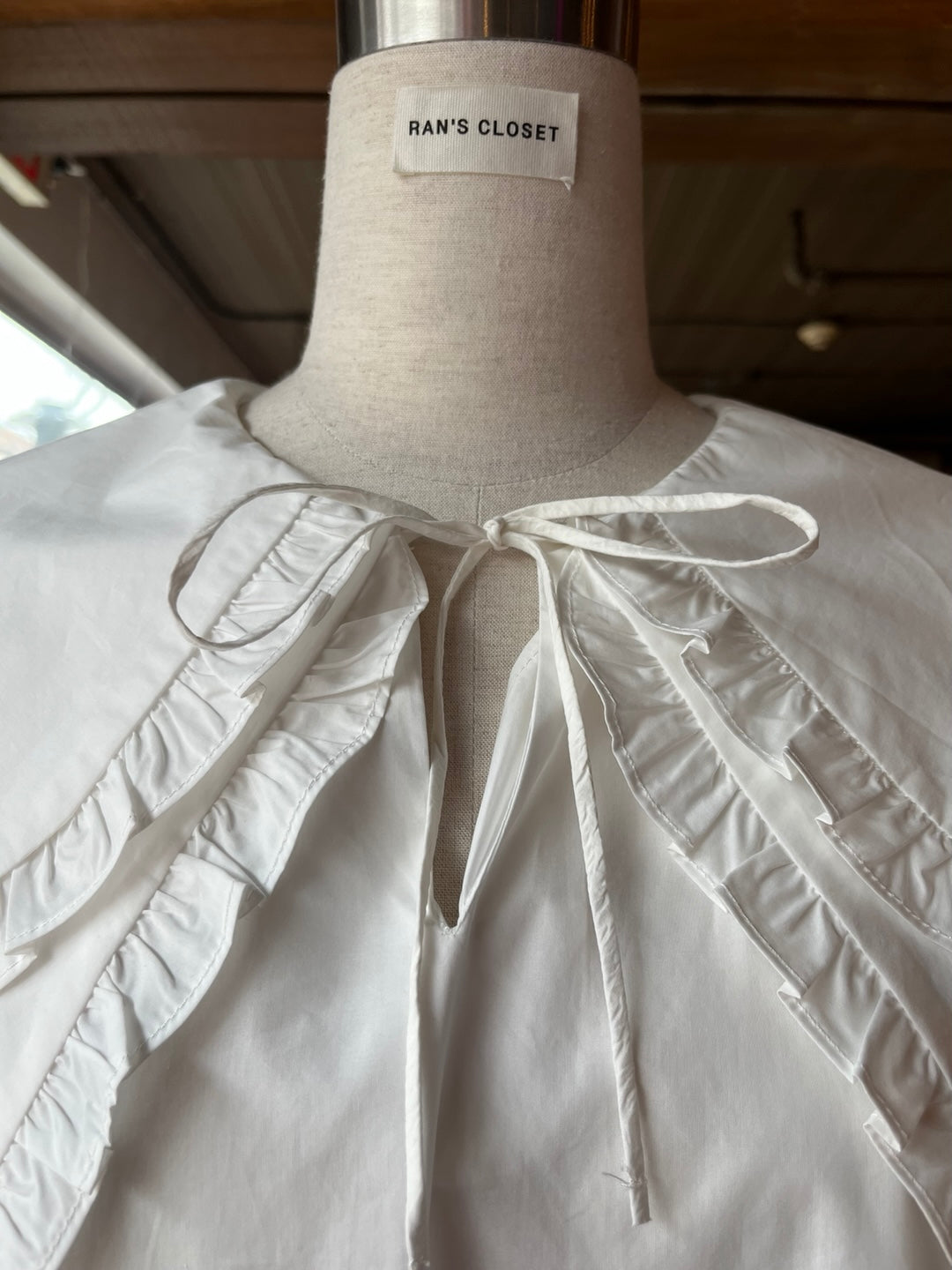 Blouse with Ruffled Oversized Collar