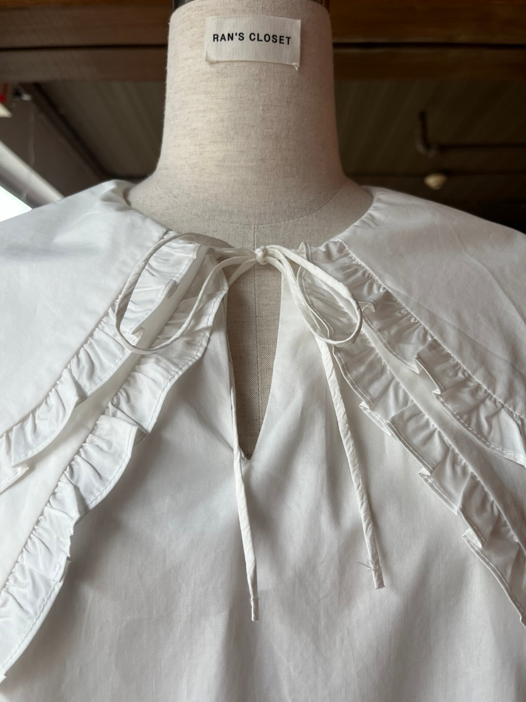 Blouse with Ruffled Oversized Collar