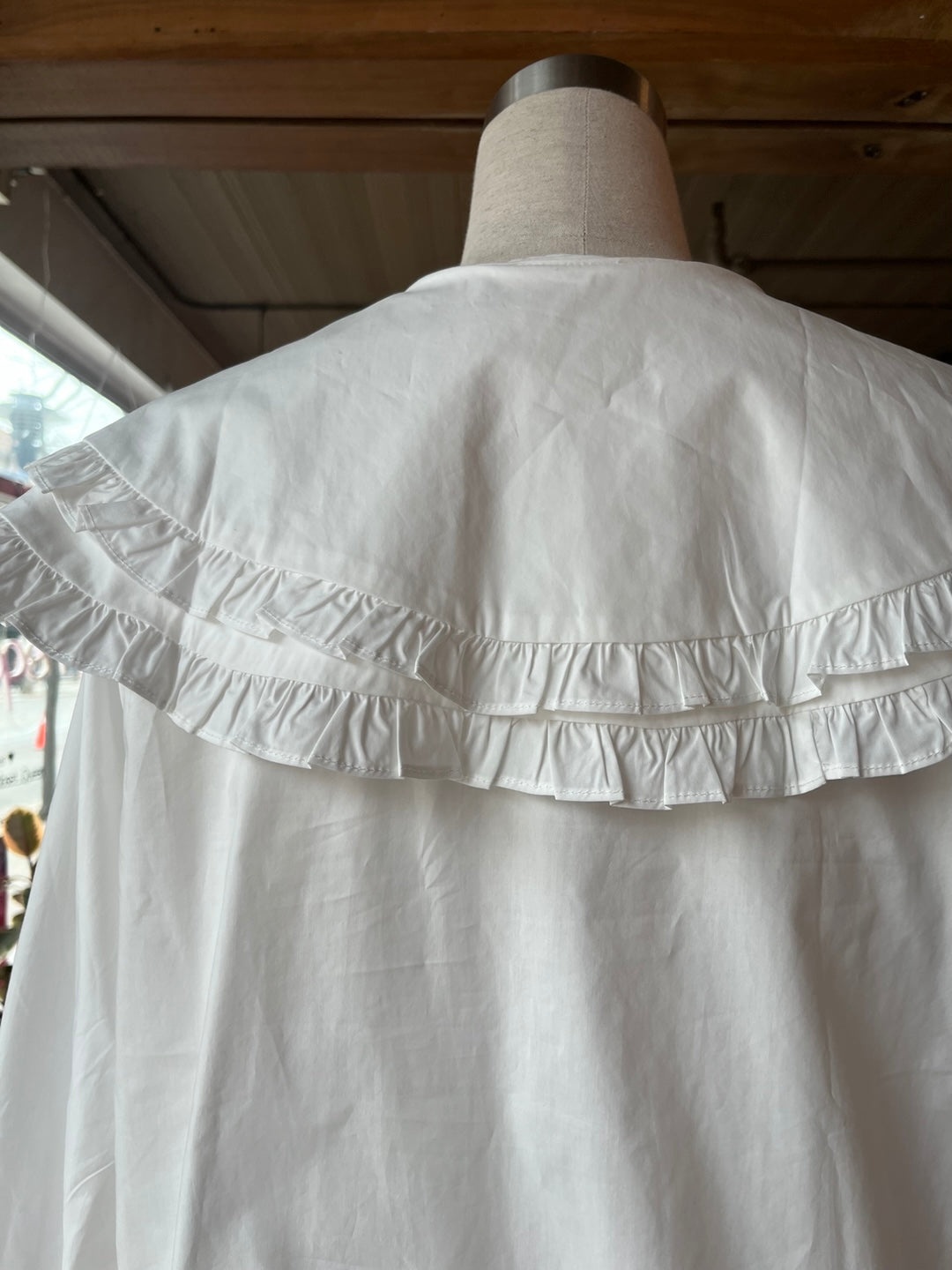 Blouse with Ruffled Oversized Collar