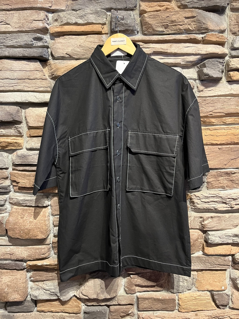 Contrast Stitch Short Sleeve Blouse