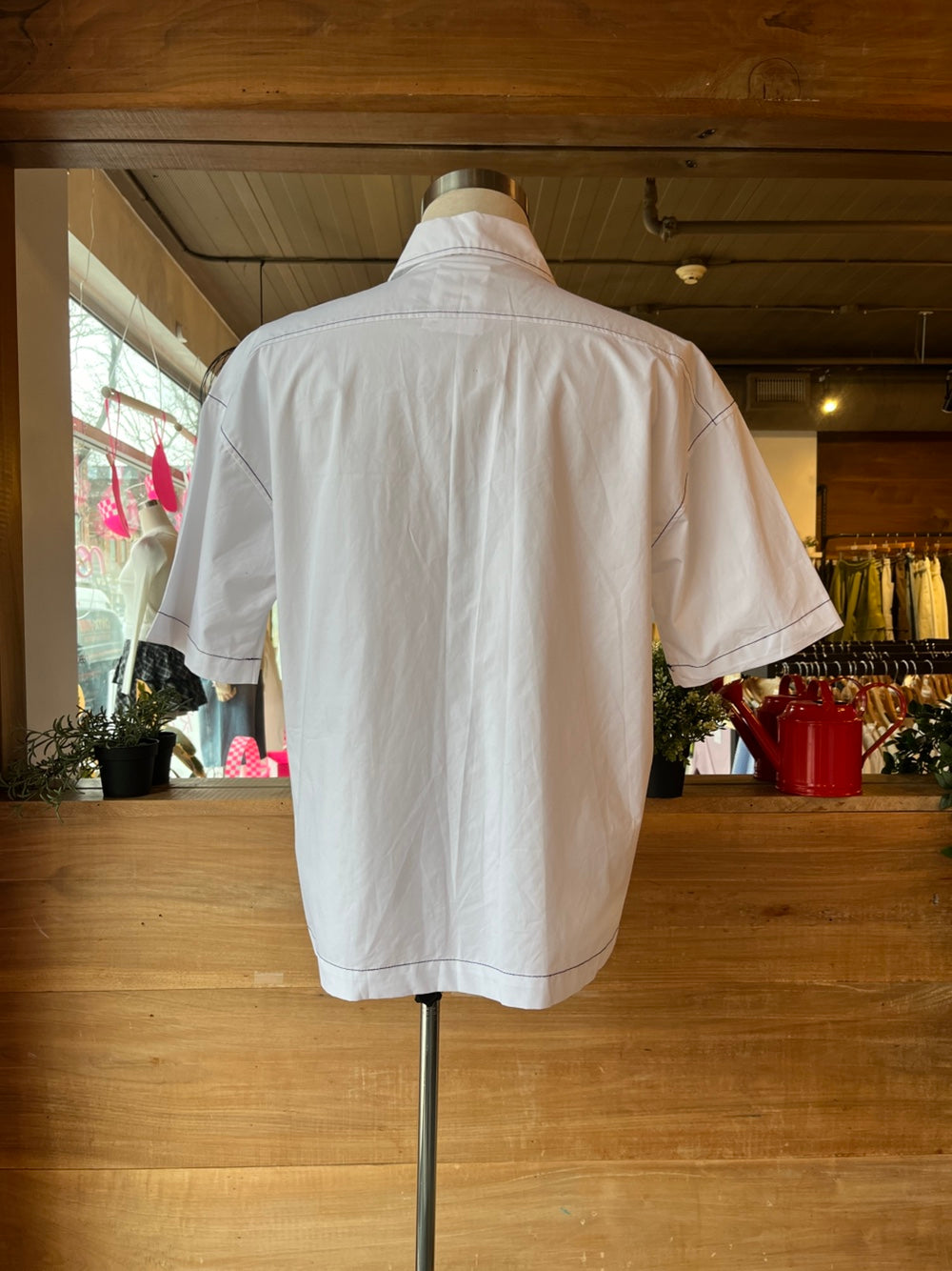 Contrast Stitch Short Sleeve Blouse