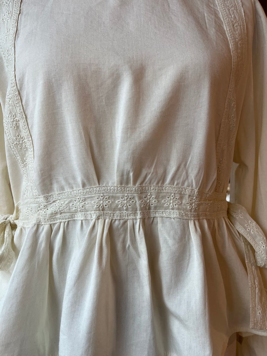 Side Tie Eyelet Blouse