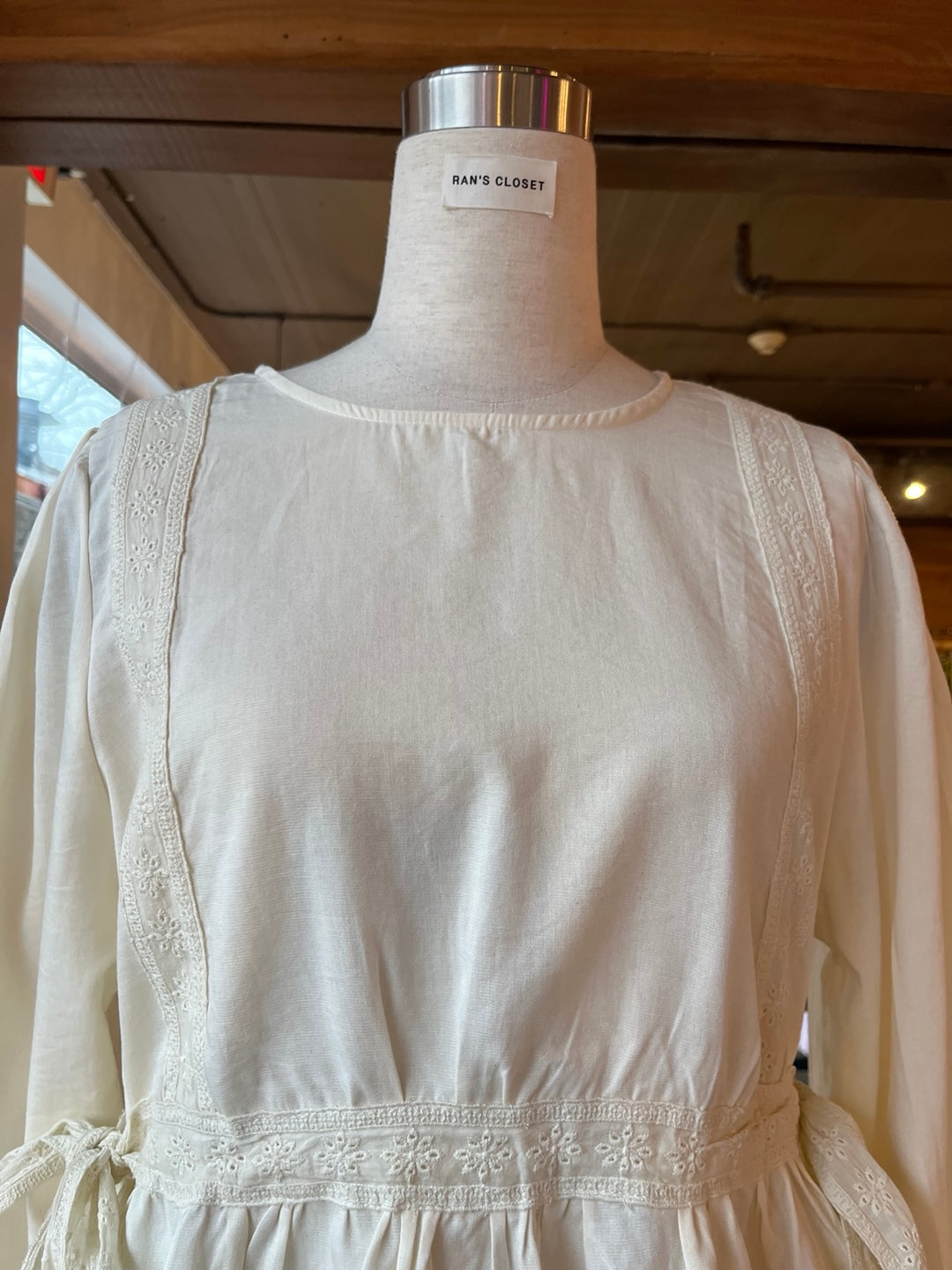 Side Tie Eyelet Blouse