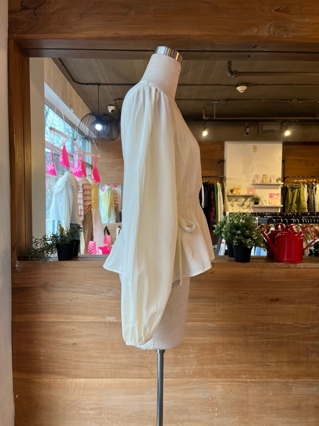 Side Tie Eyelet Blouse