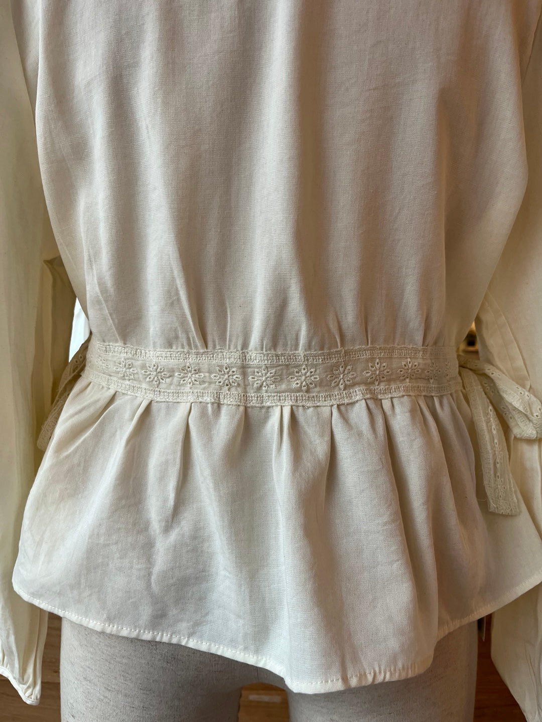 Side Tie Eyelet Blouse
