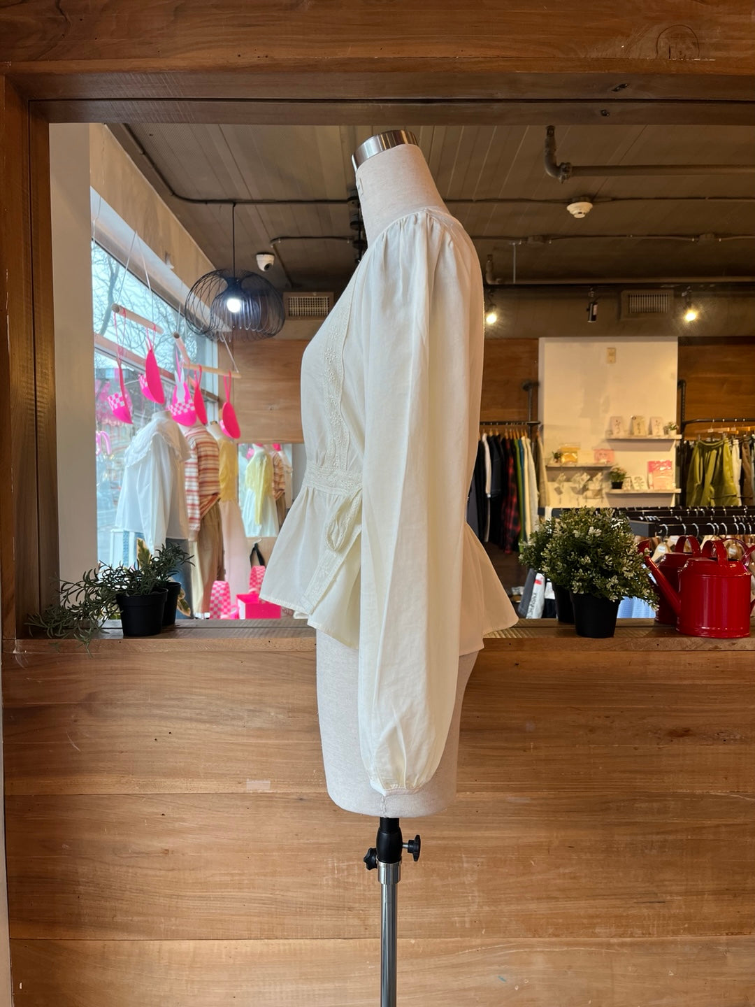 Side Tie Eyelet Blouse