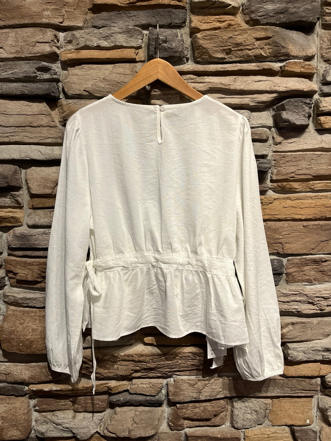 Side Tie Eyelet Blouse