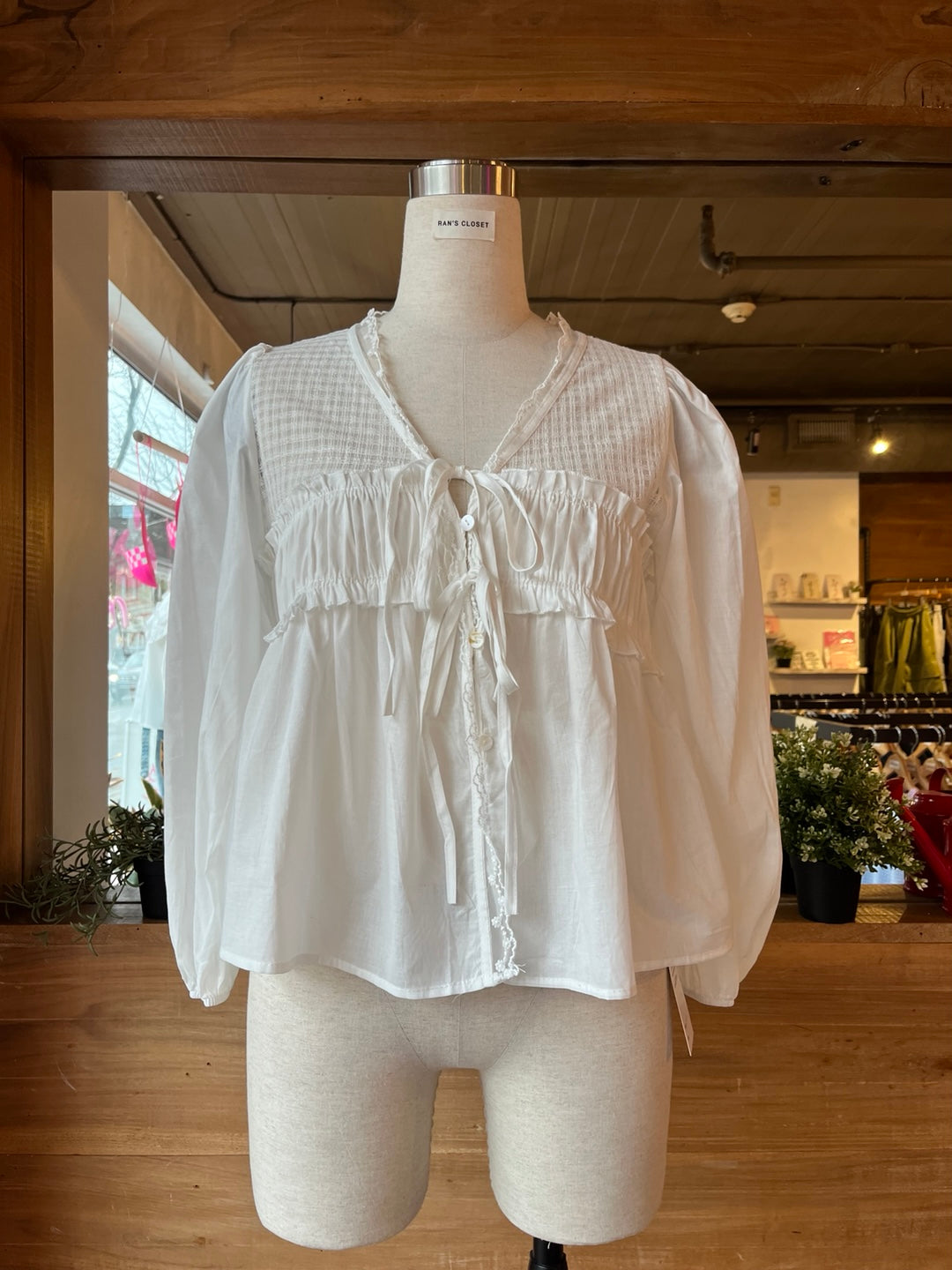 Lace and Ribbon Flowy Blouse