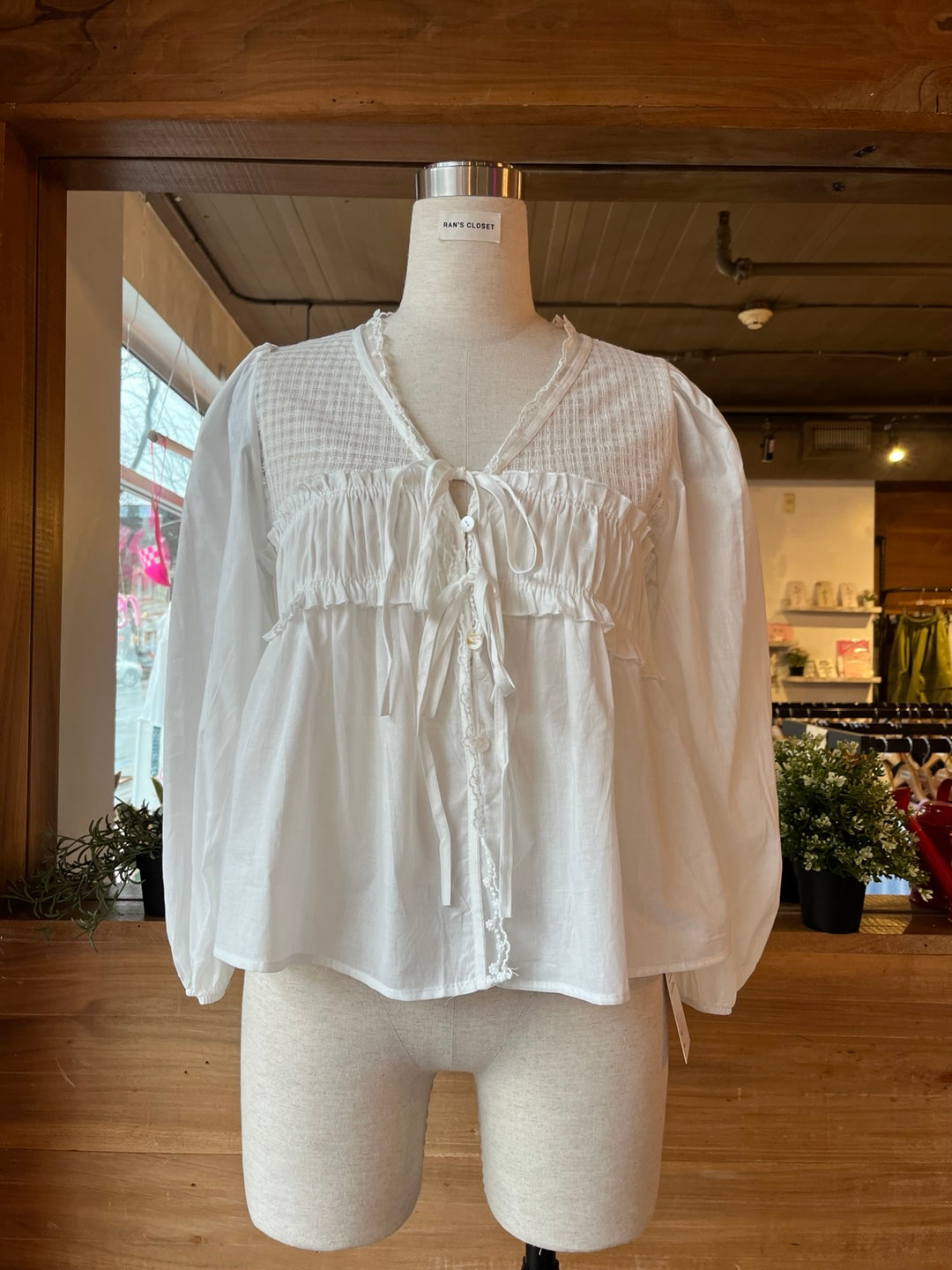 Lace and Ribbon Flowy Blouse