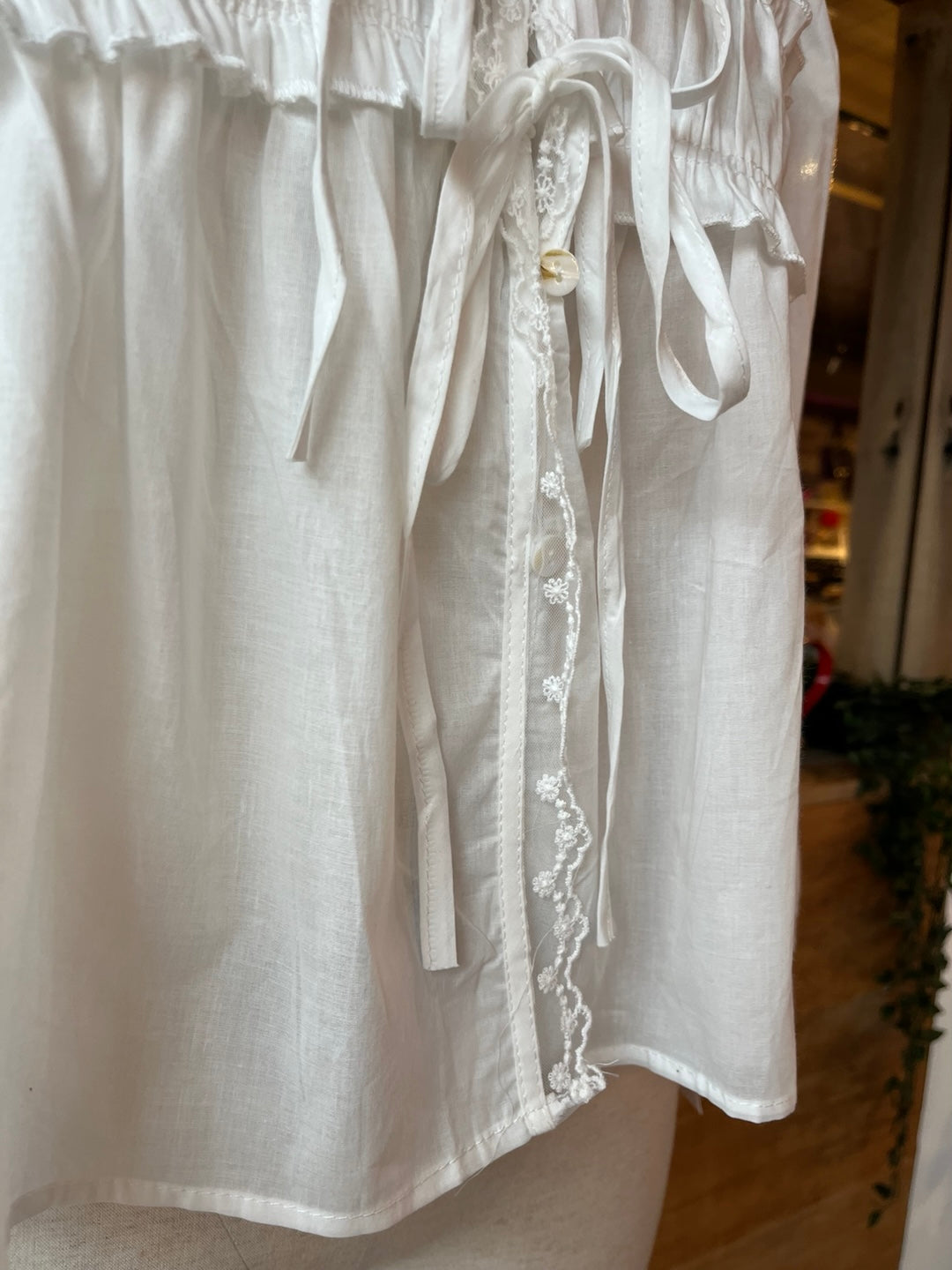 Lace and Ribbon Flowy Blouse