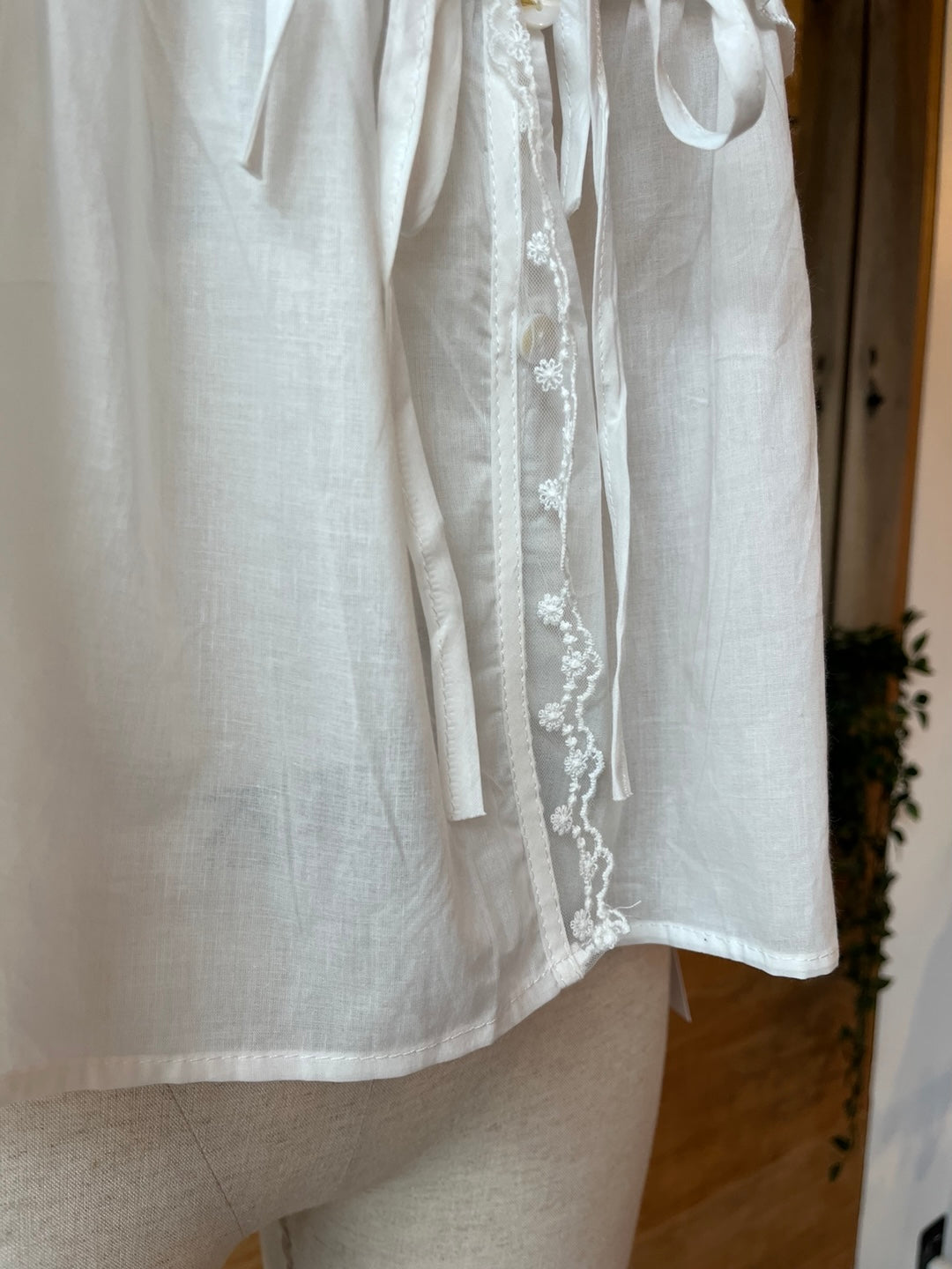 Lace and Ribbon Flowy Blouse