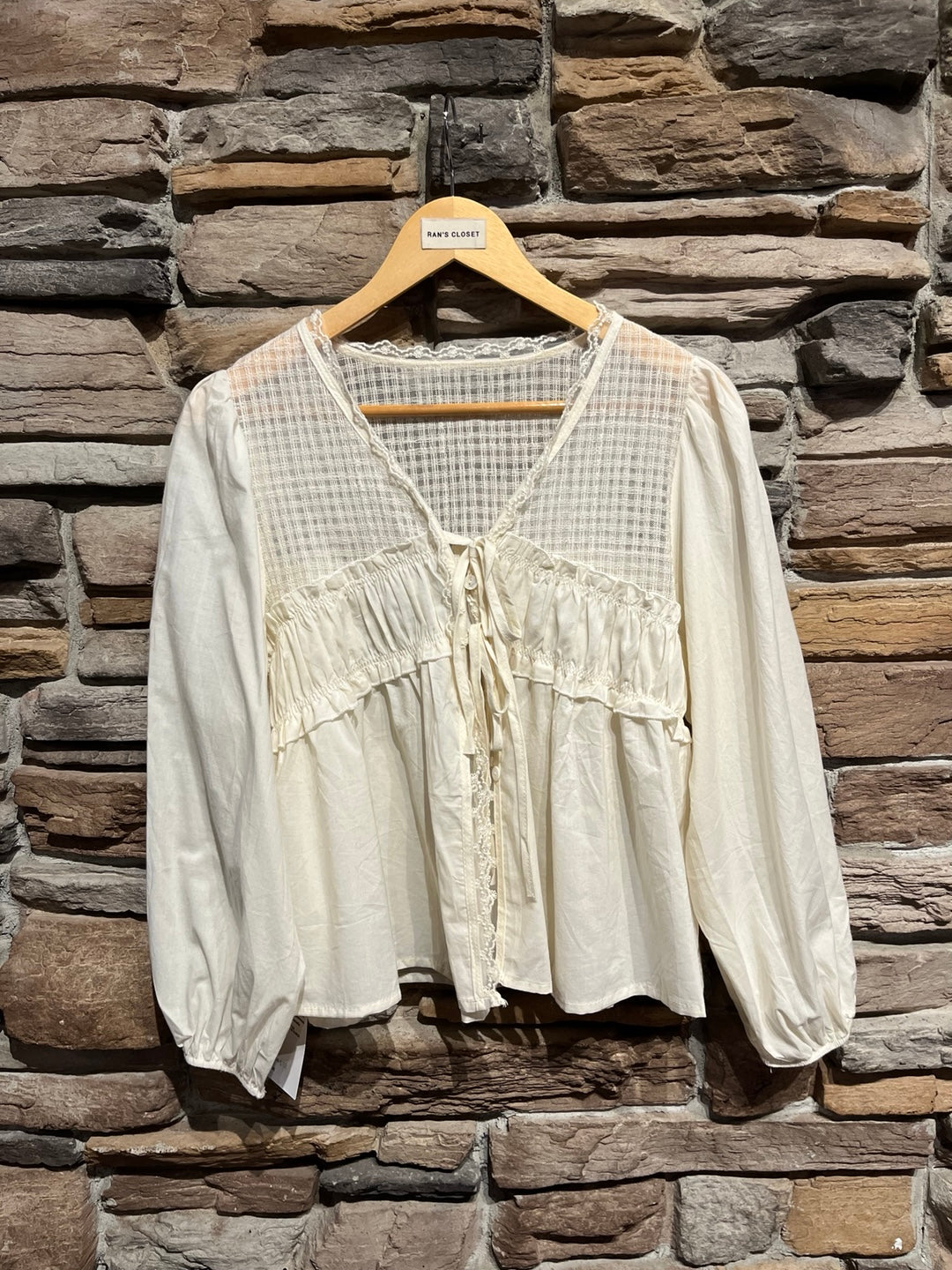 Lace and Ribbon Flowy Blouse
