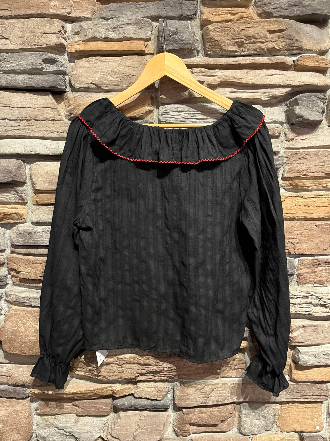 Red Embroidered Peter Pan Collar Blouse