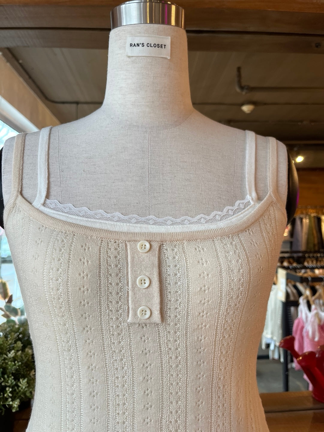 Light Knit Henley Tank Top