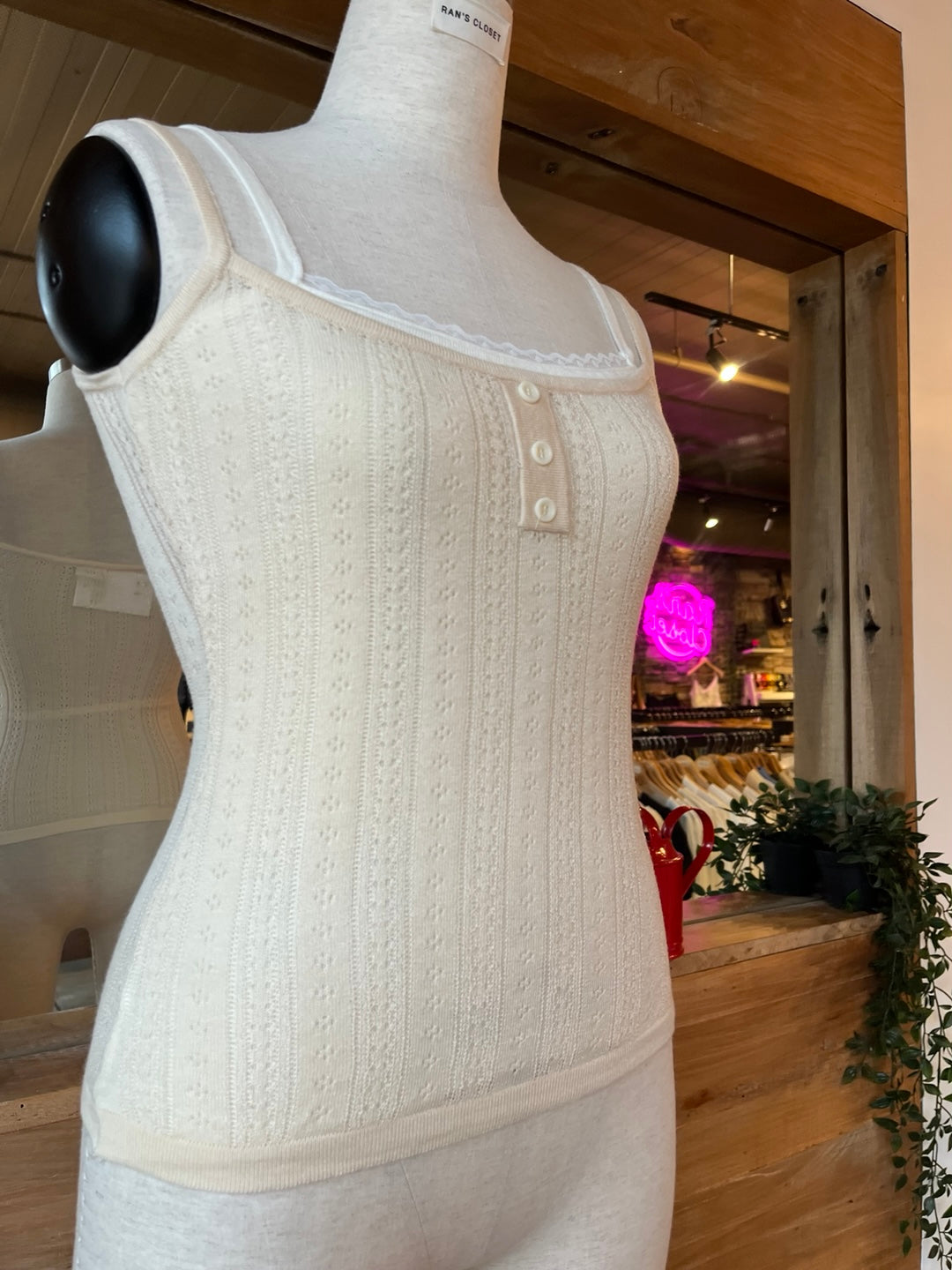 Light Knit Henley Tank Top