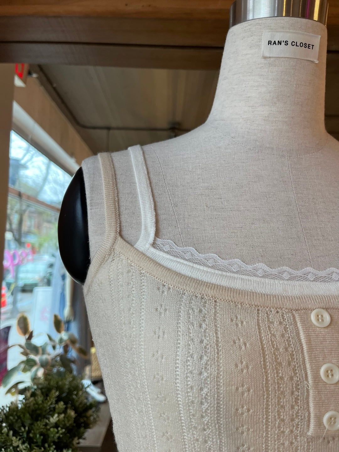 Light Knit Henley Tank Top