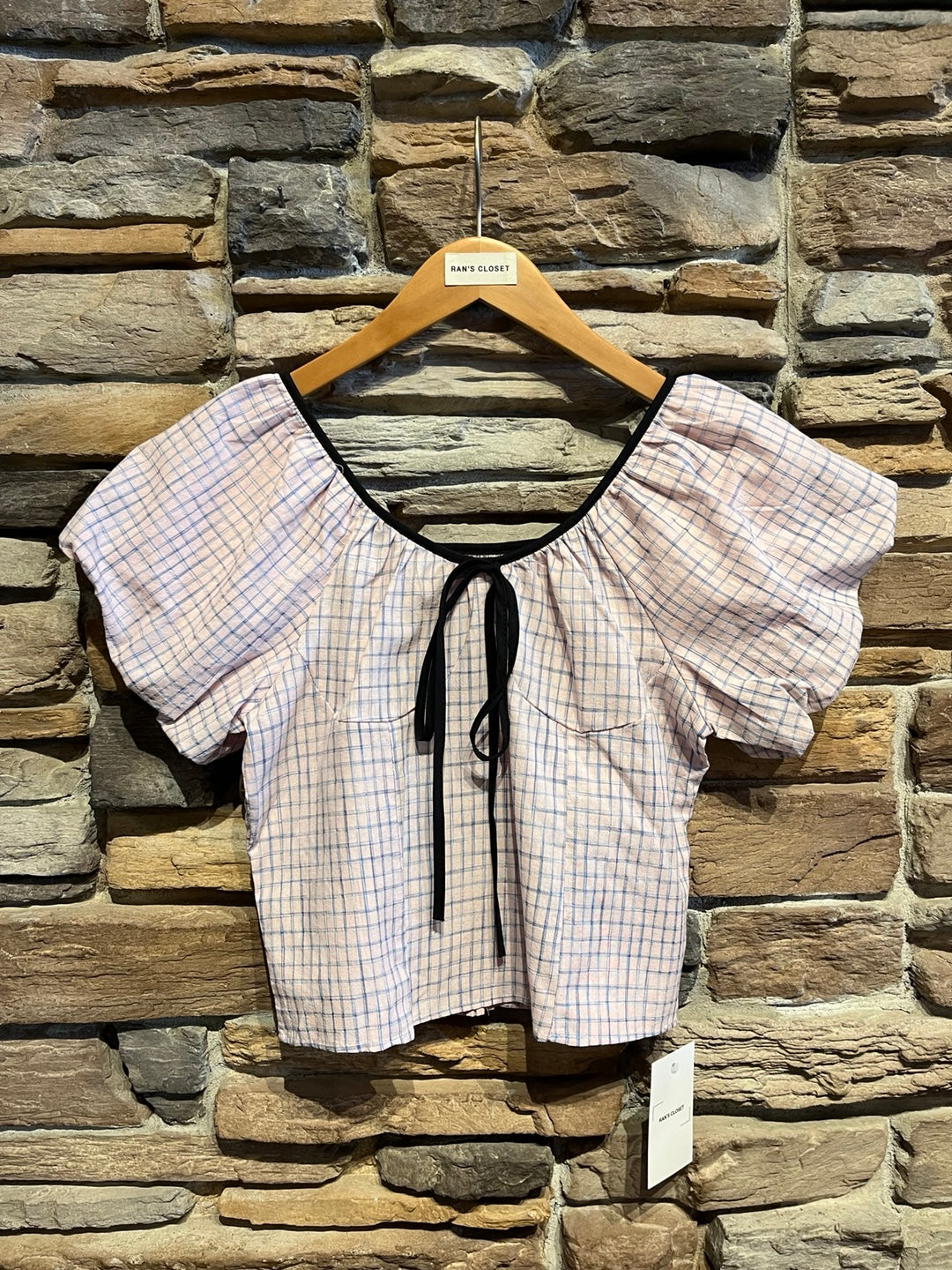 Puff Sleeve Plaid Blouse