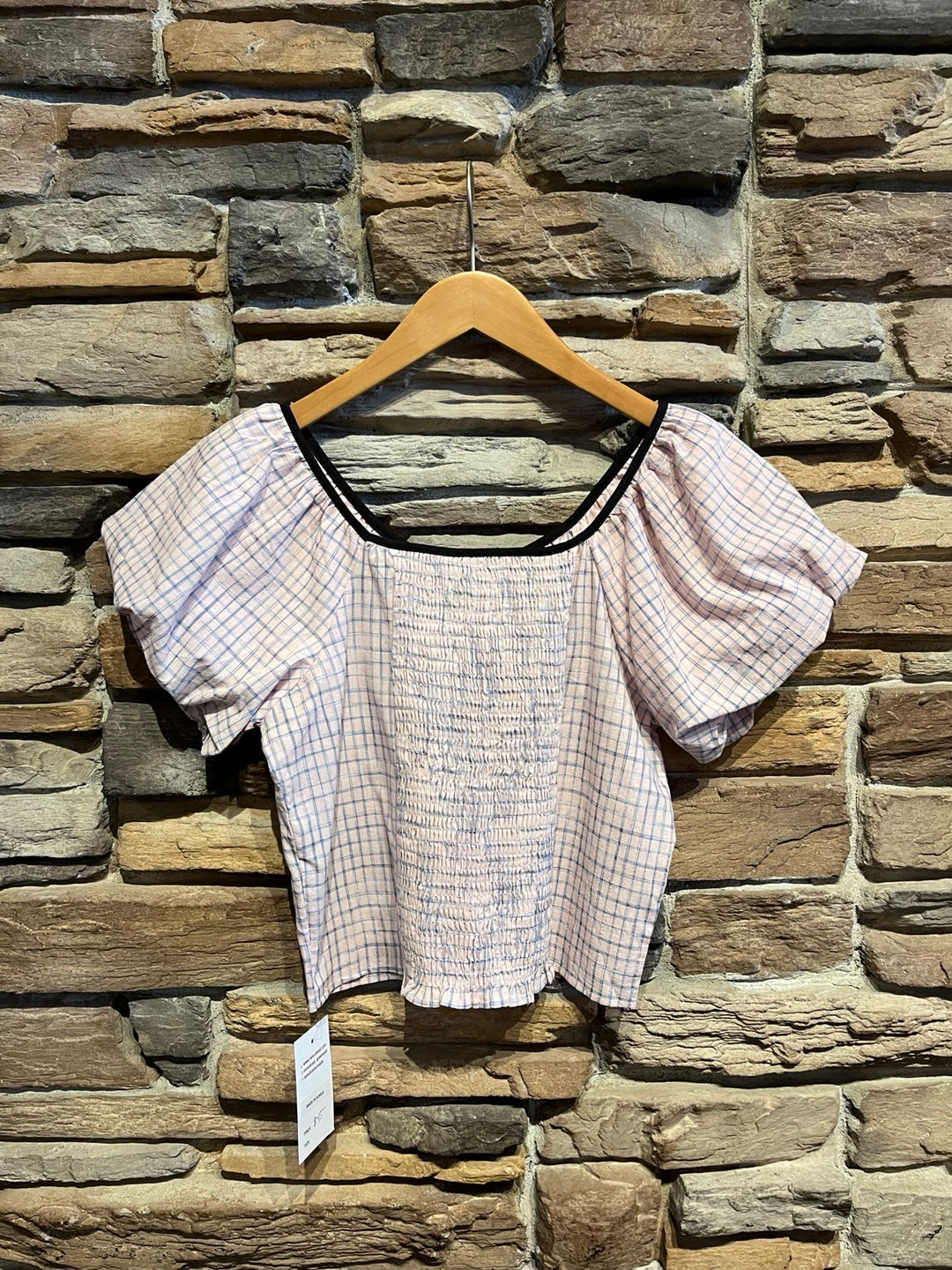 Puff Sleeve Plaid Blouse