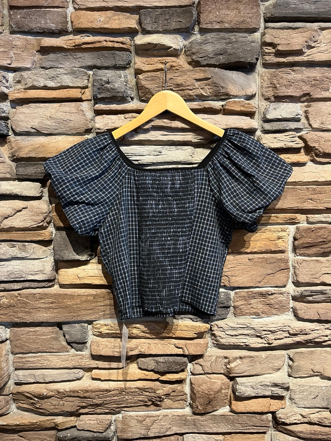 Puff Sleeve Plaid Blouse