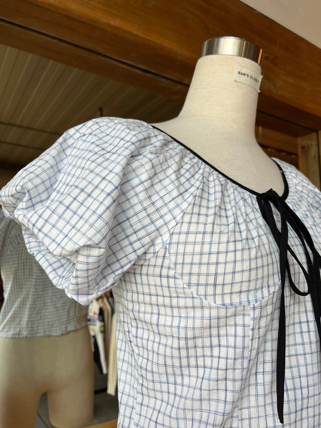 Puff Sleeve Plaid Blouse