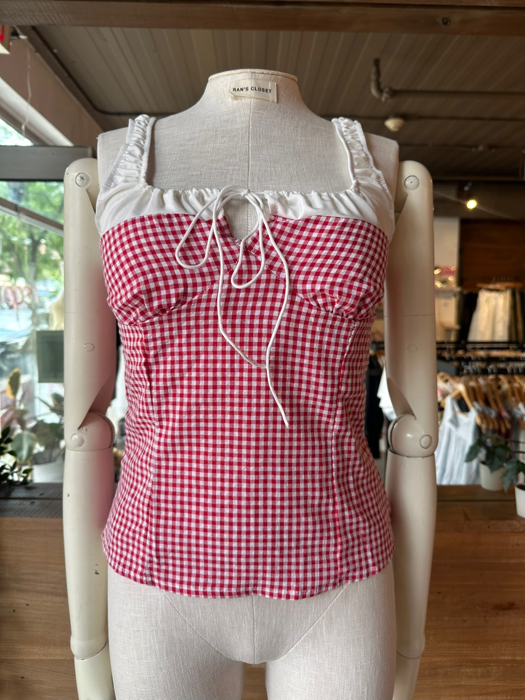 Gingham Milkmaid Top
