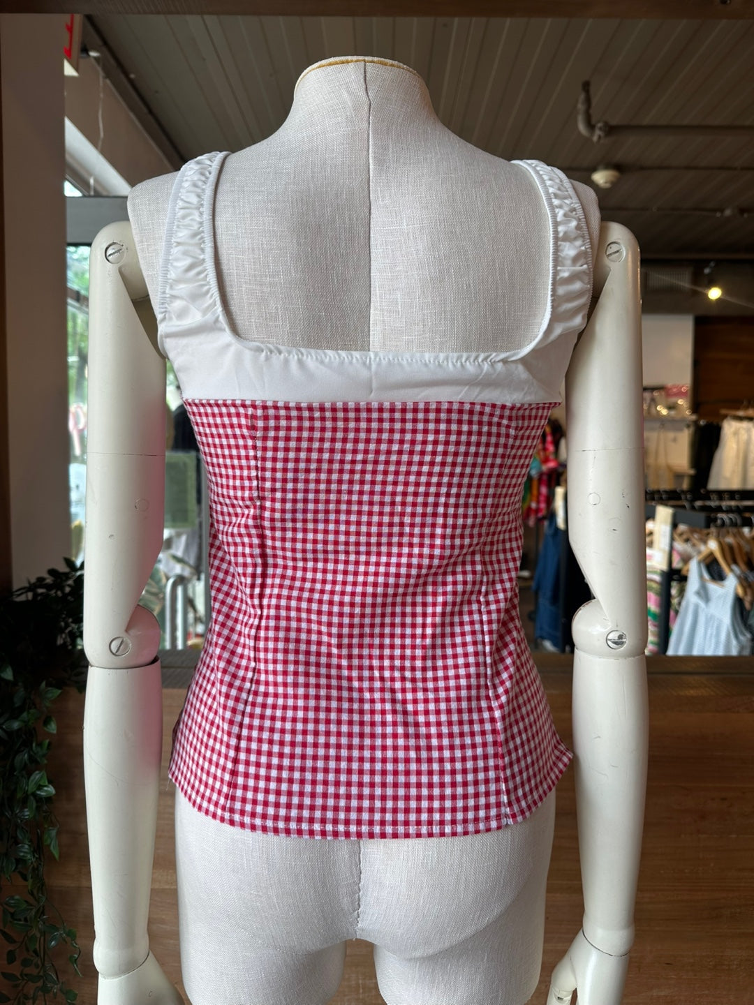 Gingham Milkmaid Top