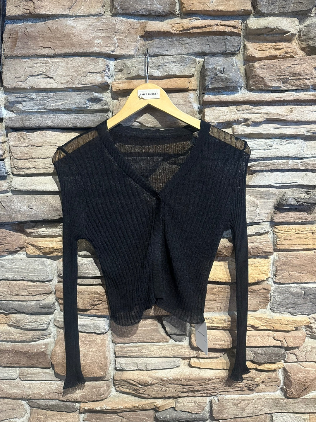 Sheer Button Up Cardigan with Scalloped Trim