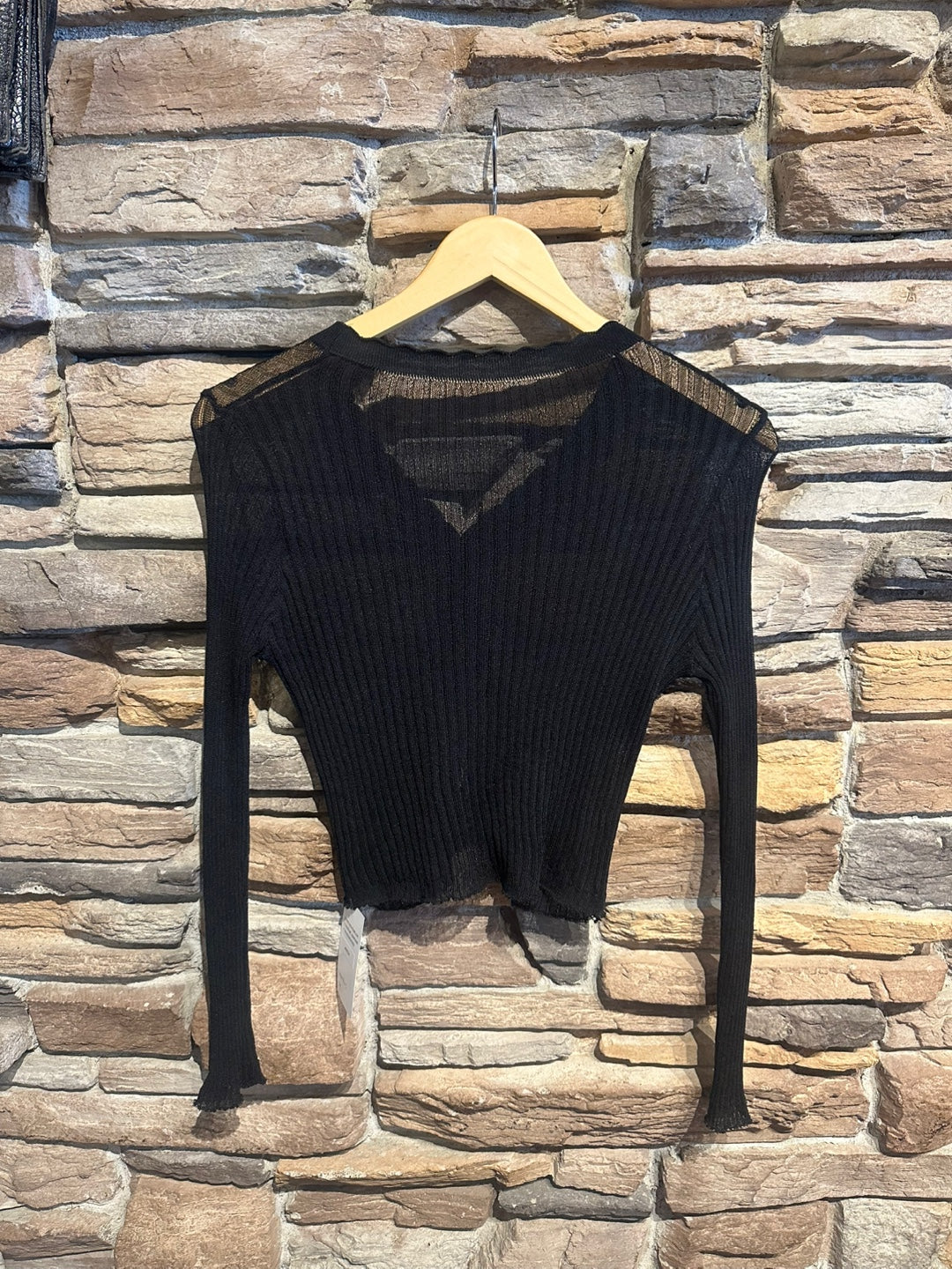 Sheer Button Up Cardigan with Scalloped Trim