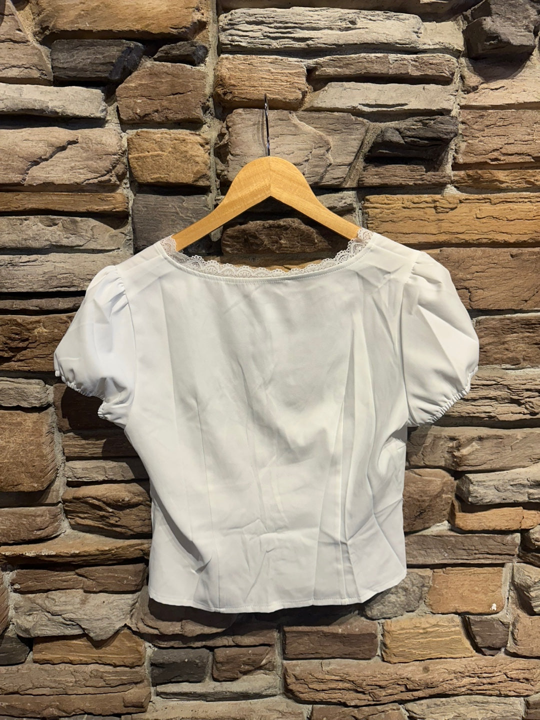 White Lace Button Up Blouse