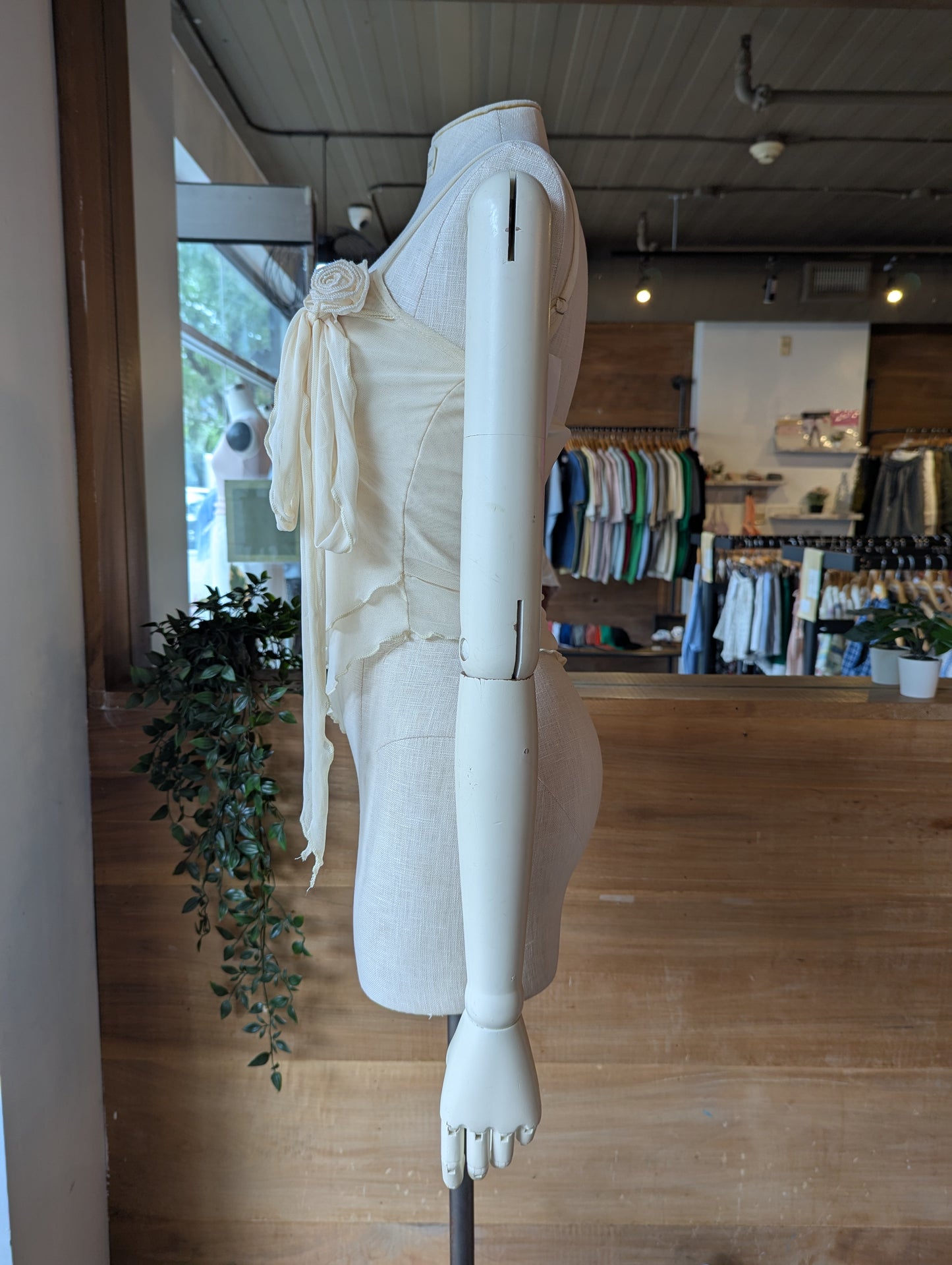 Sheer Tank Top with Rose Detail