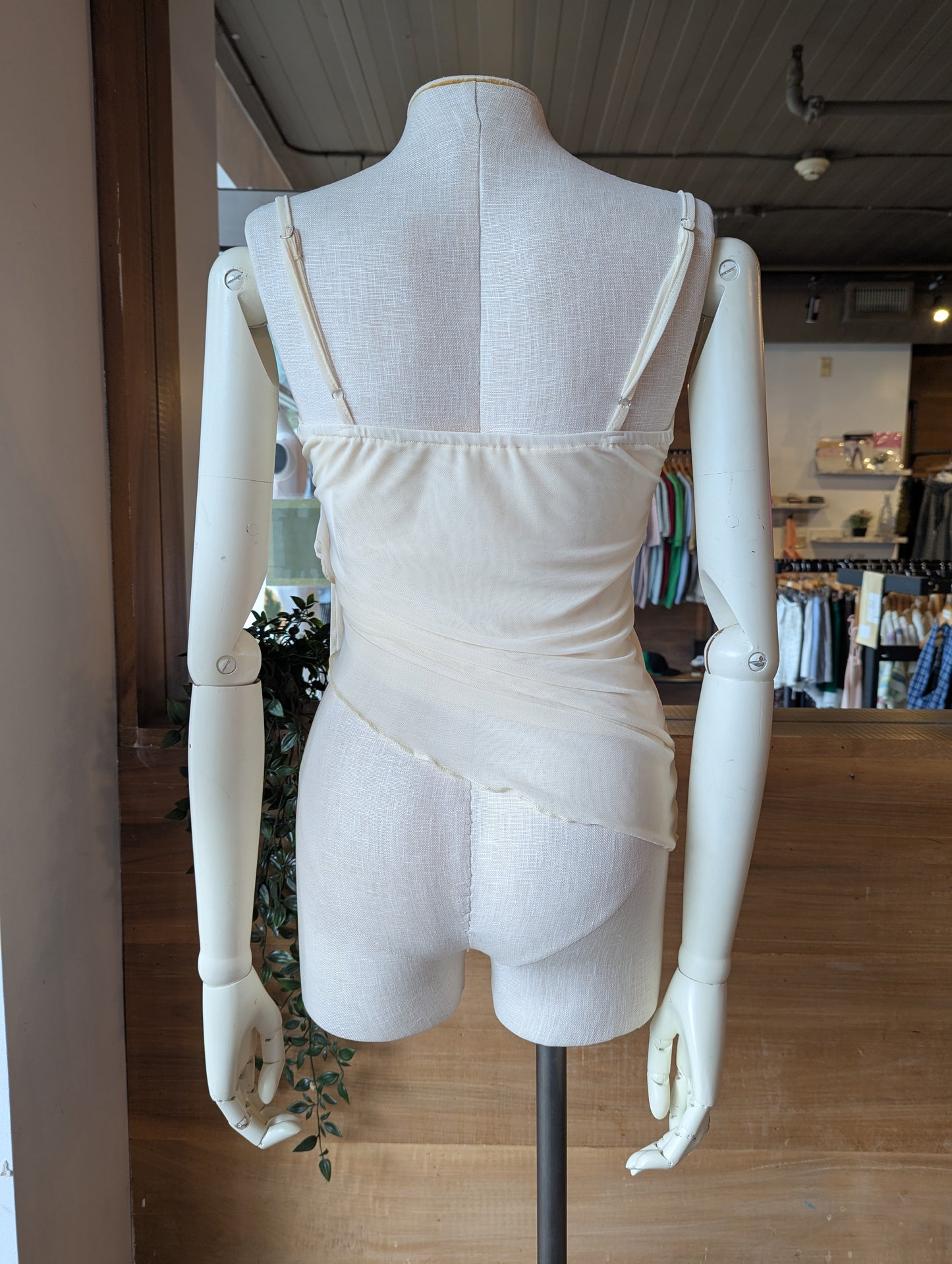 Sheer Tank Top with Rose Detail