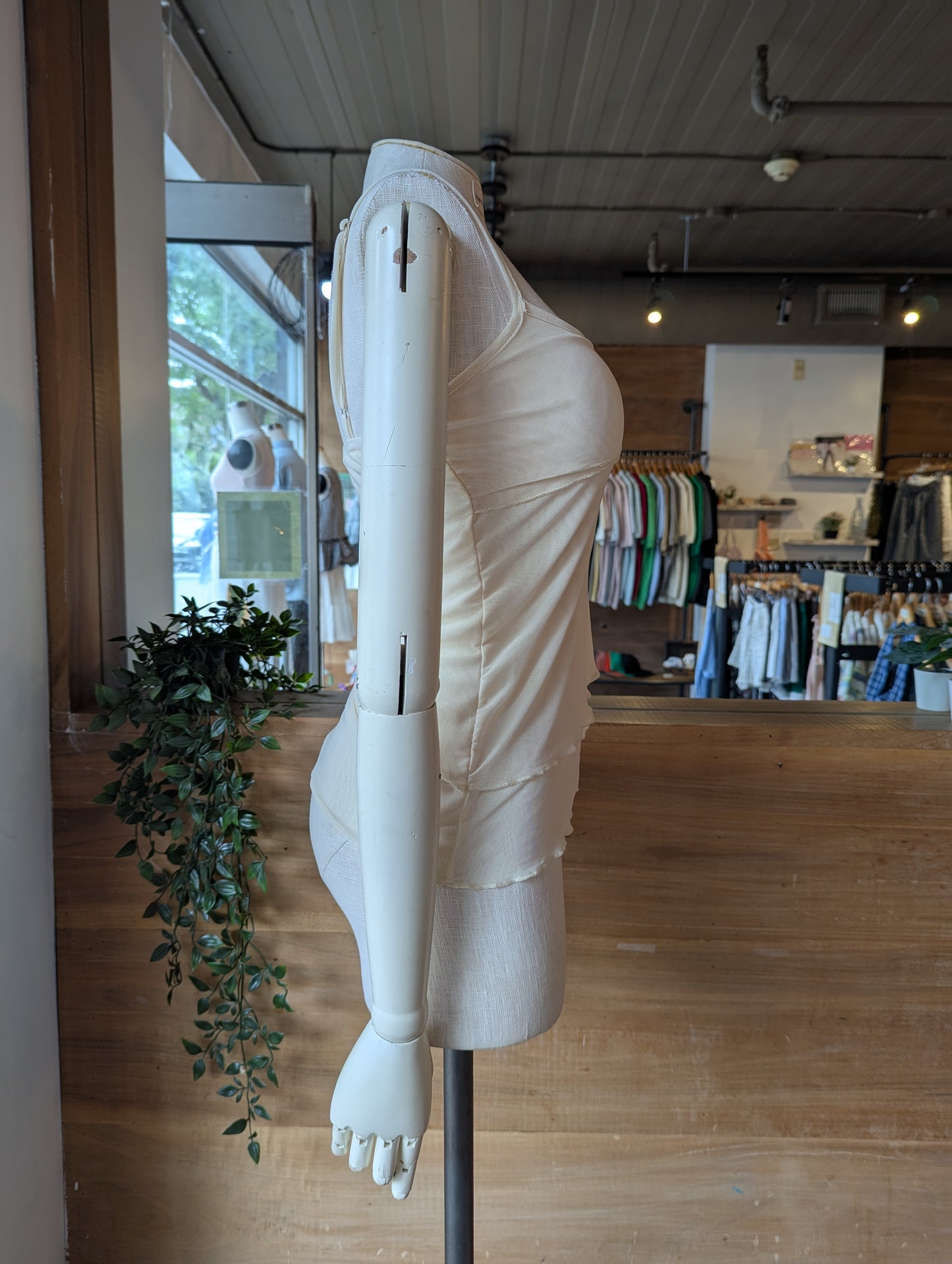 Sheer Tank Top with Rose Detail