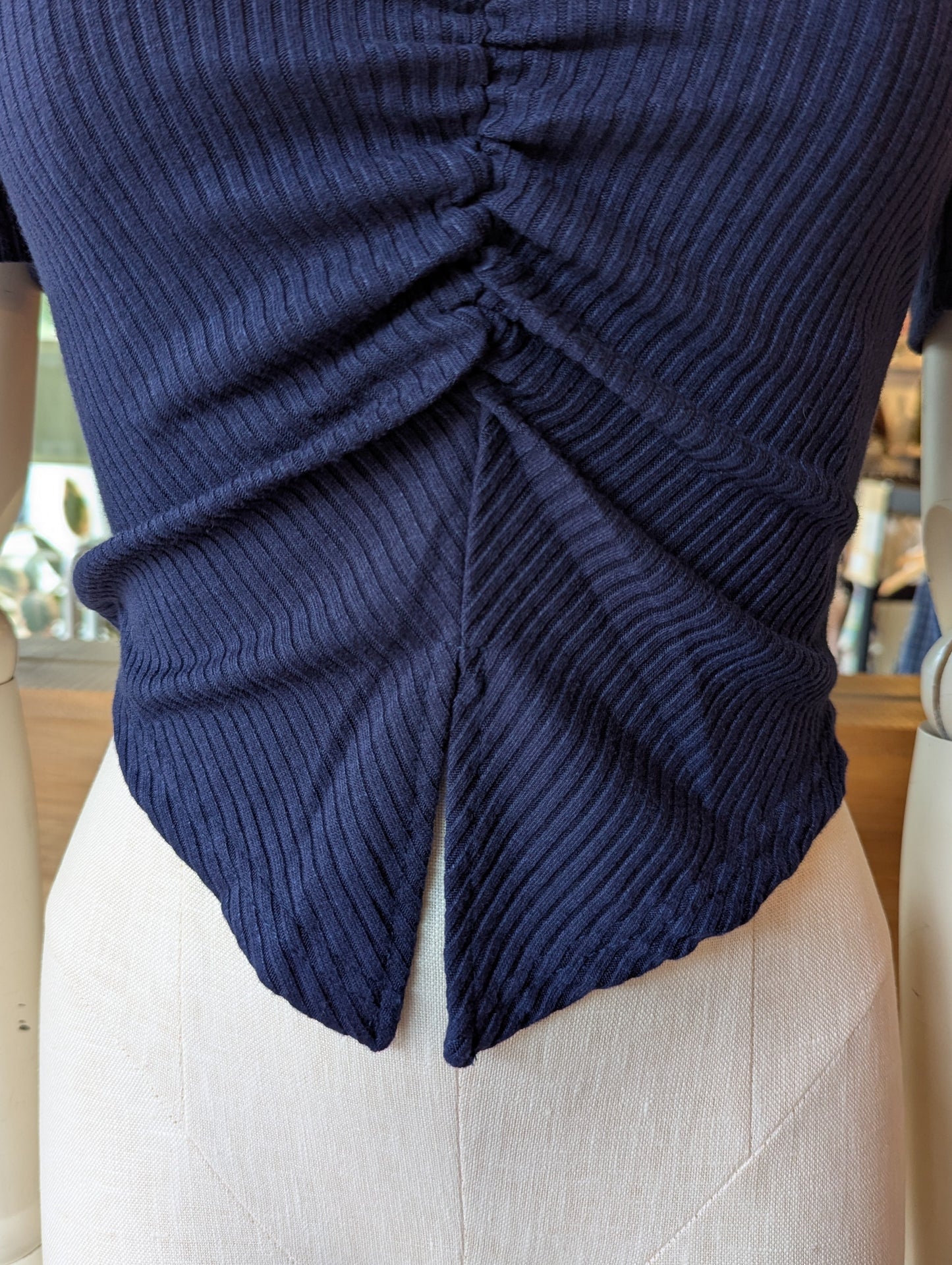 Plaid Collar Rouched Top
