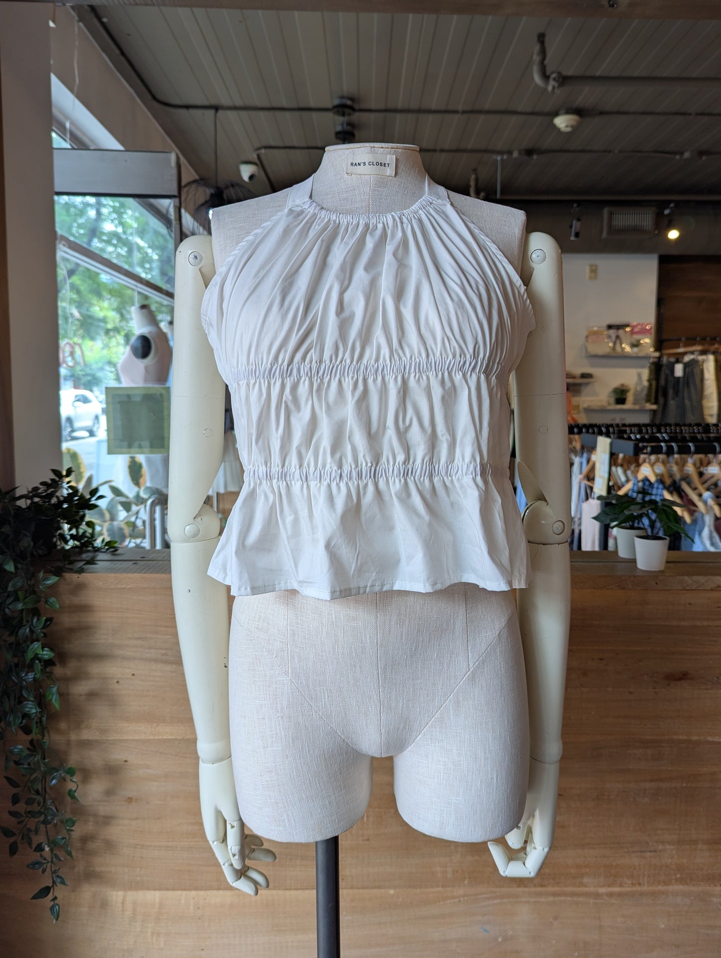 High Neck Shirred Top
