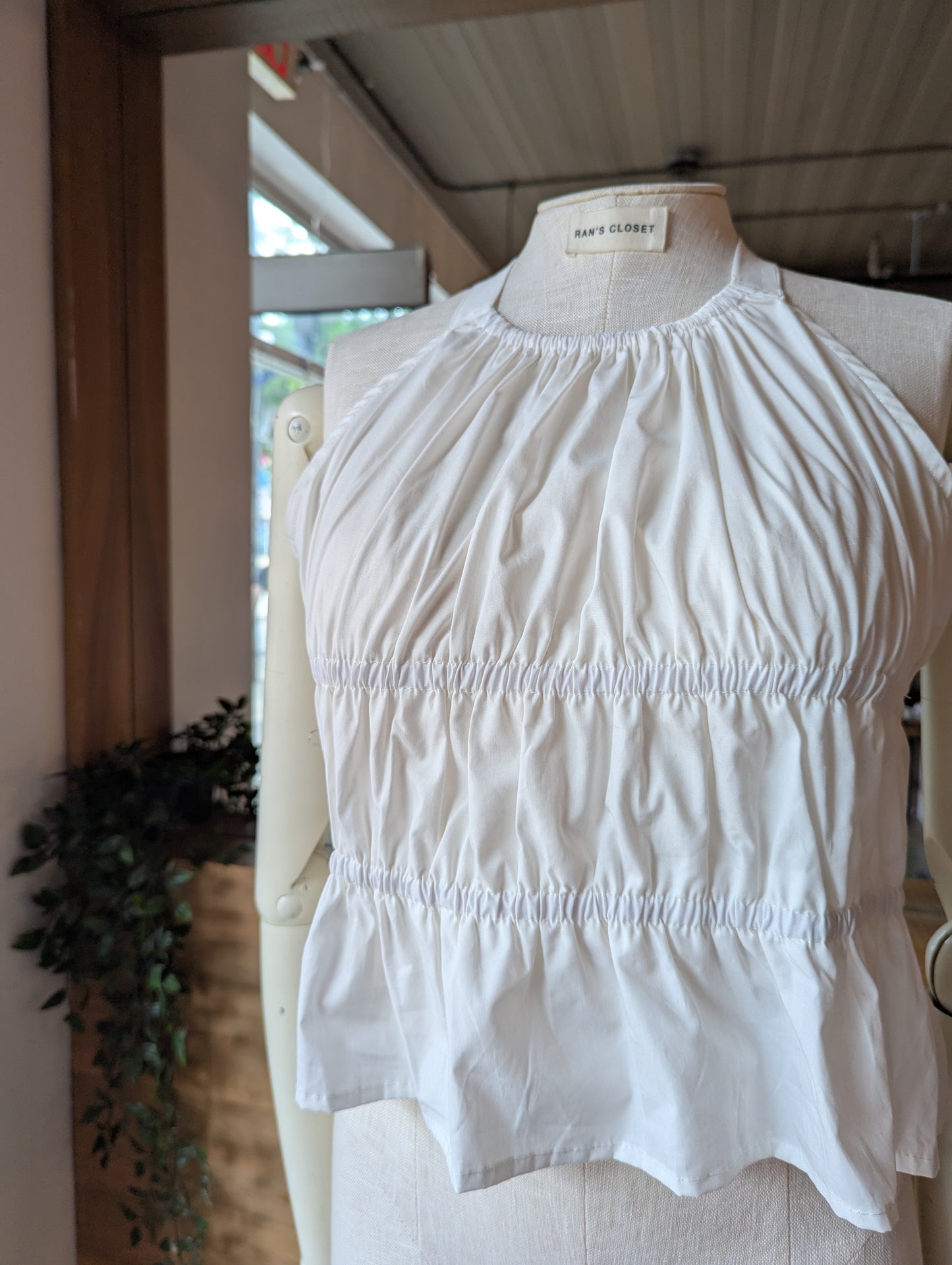 High Neck Shirred Top