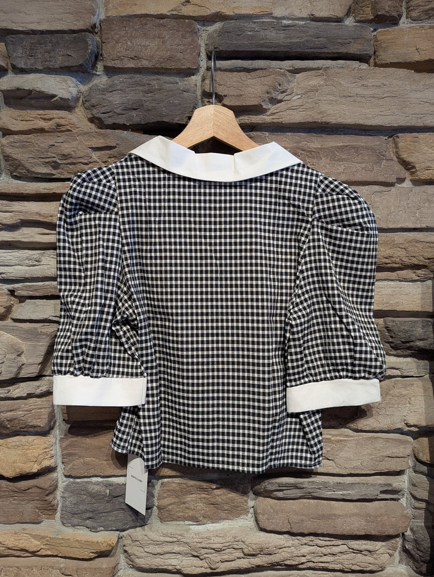 Oversized Collar Gingham Top