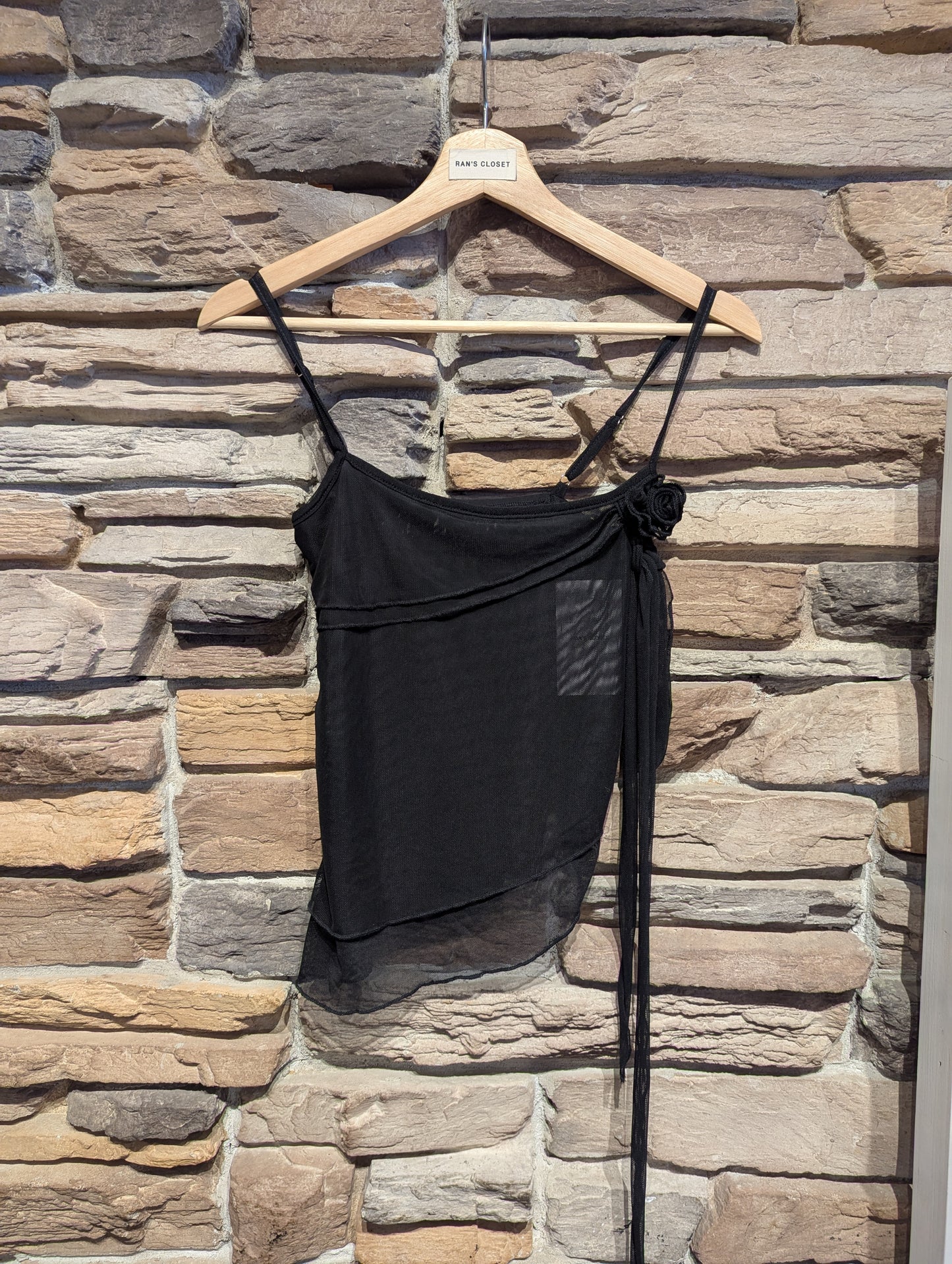 Sheer Tank Top with Rose Detail