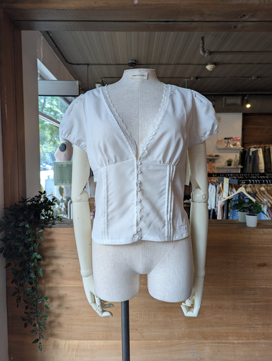 Lace and Button Detail Blouse