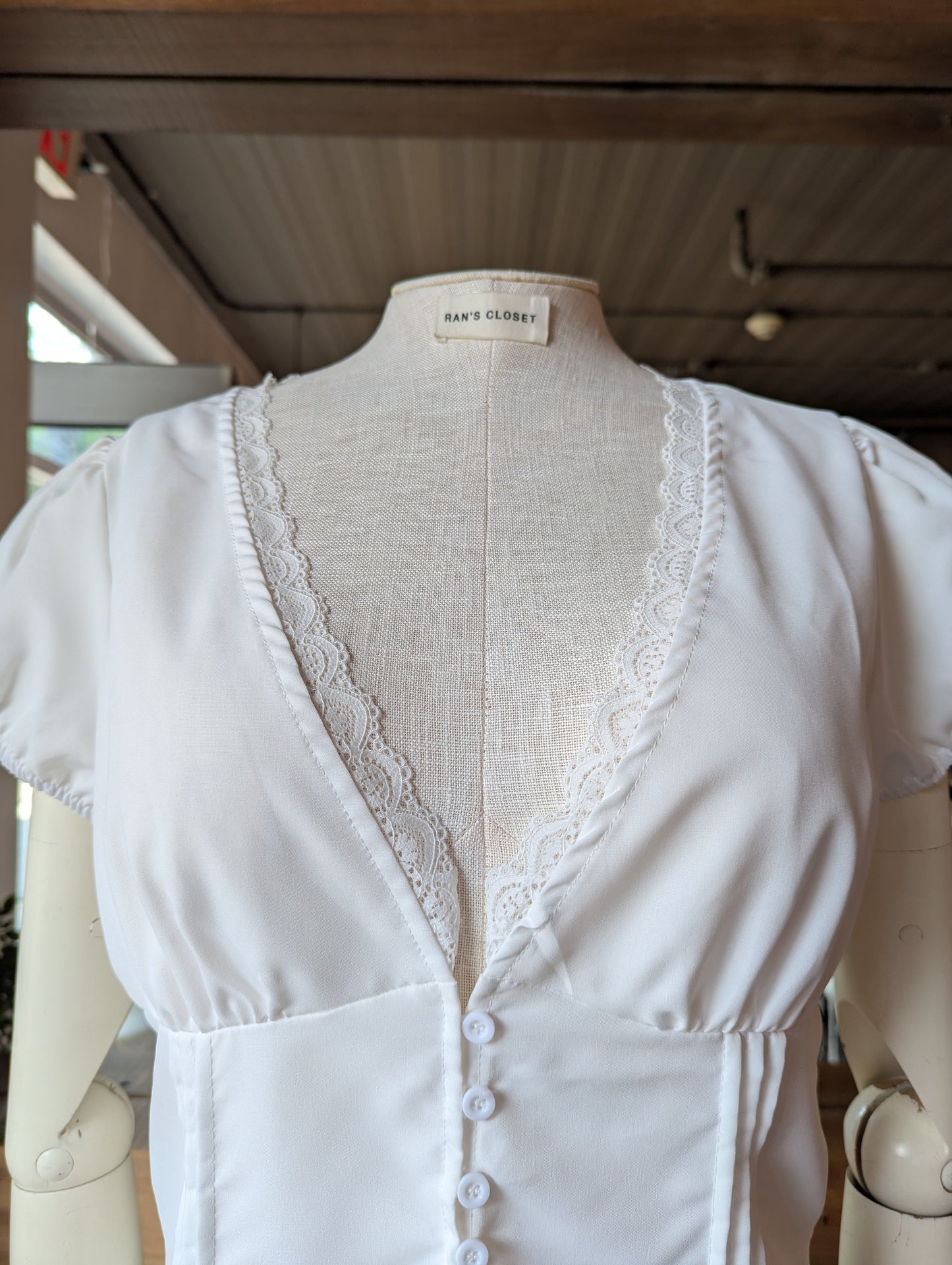 Lace and Button Detail Blouse