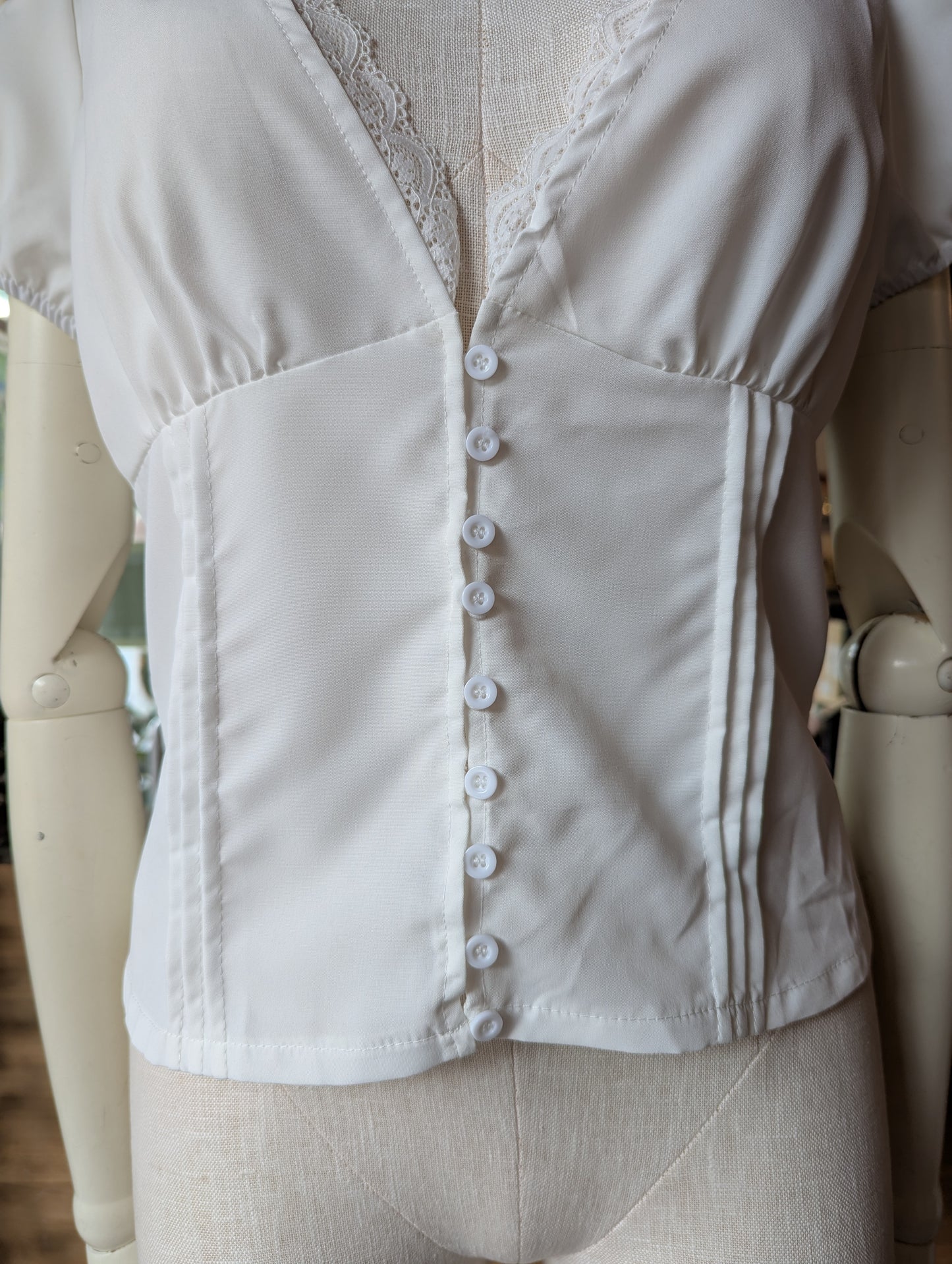 Lace and Button Detail Blouse