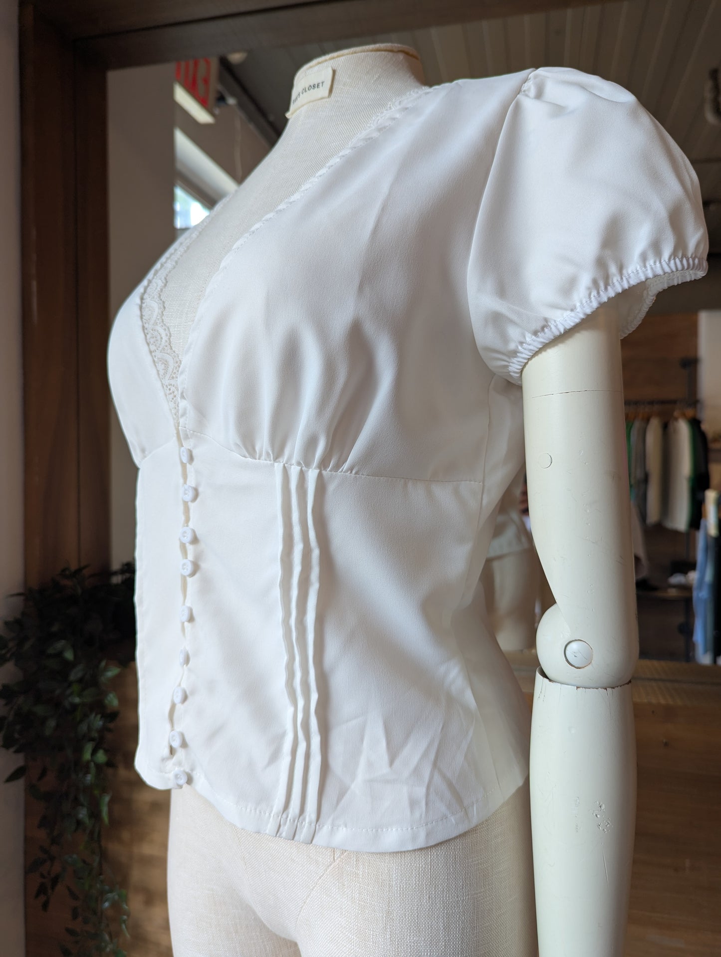 Lace and Button Detail Blouse