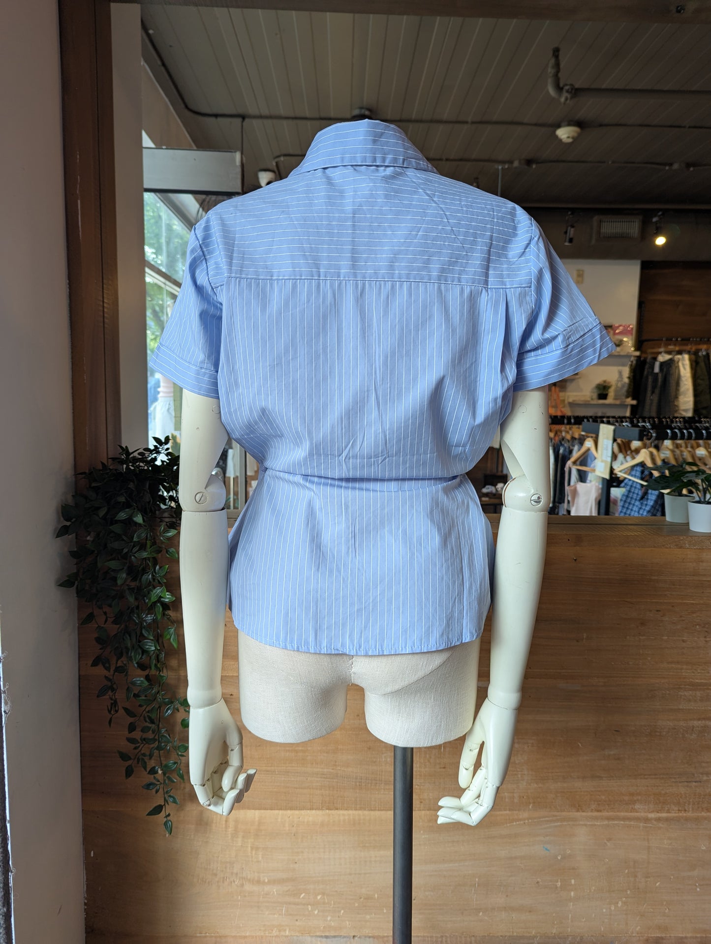 Pinstripe Short Sleeve Button Up
