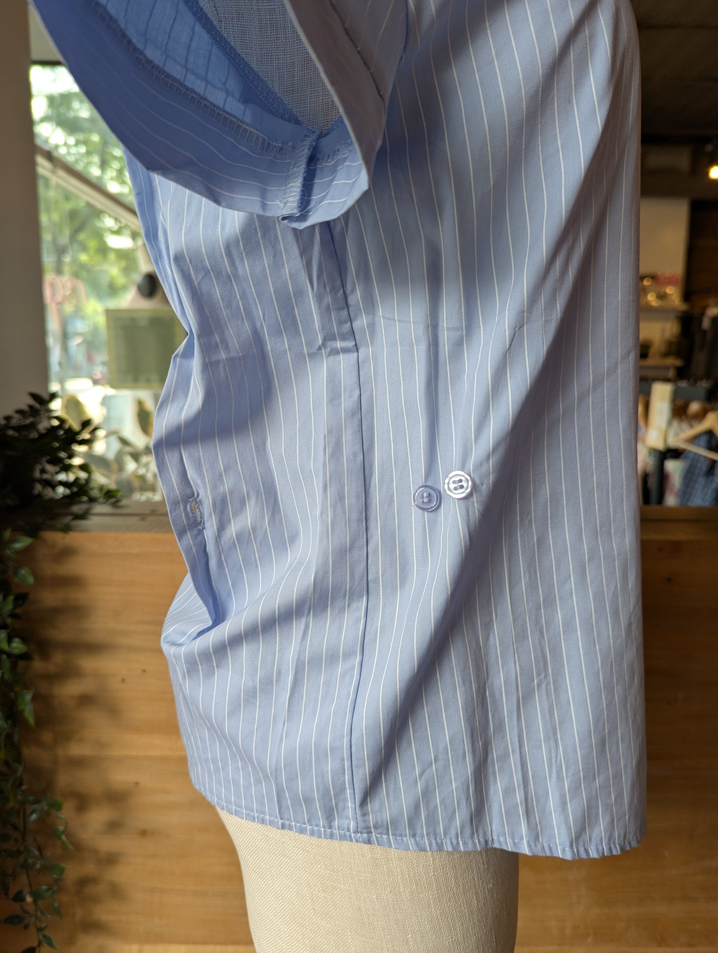 Pinstripe Short Sleeve Button Up