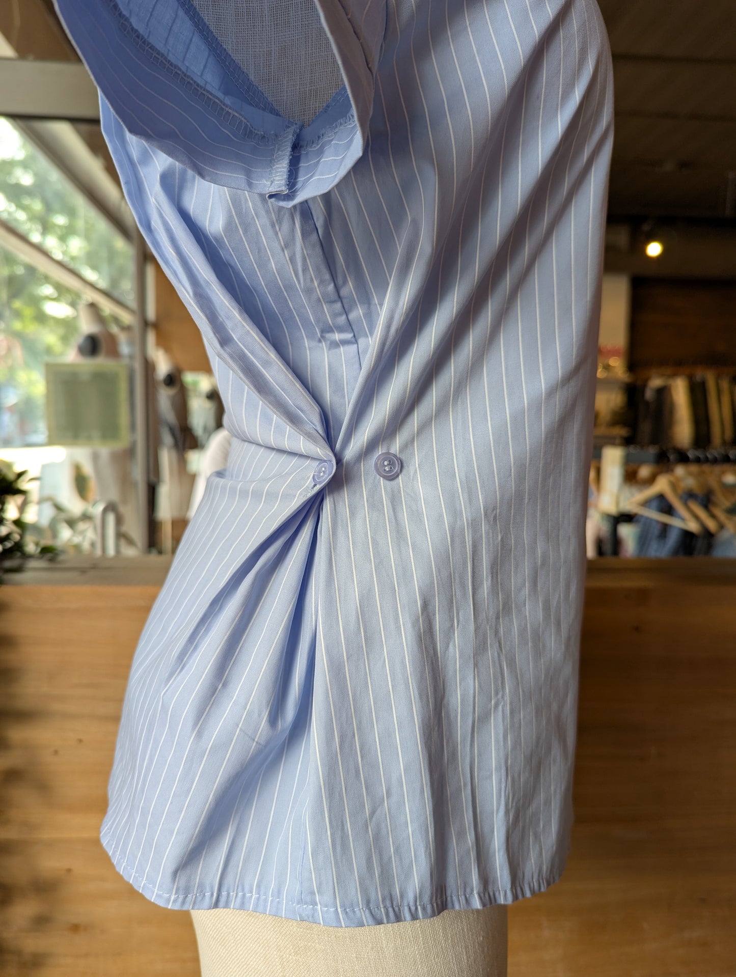 Pinstripe Short Sleeve Button Up