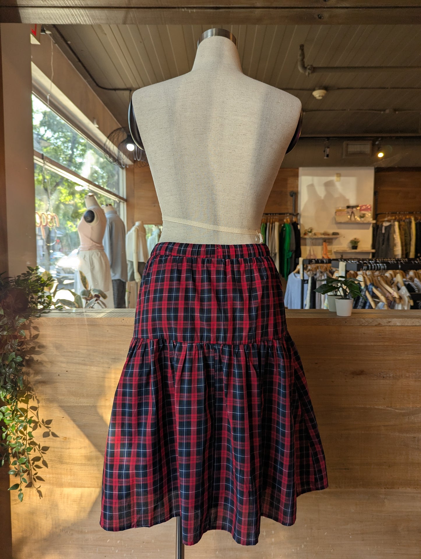 Plaid Midi Skirt